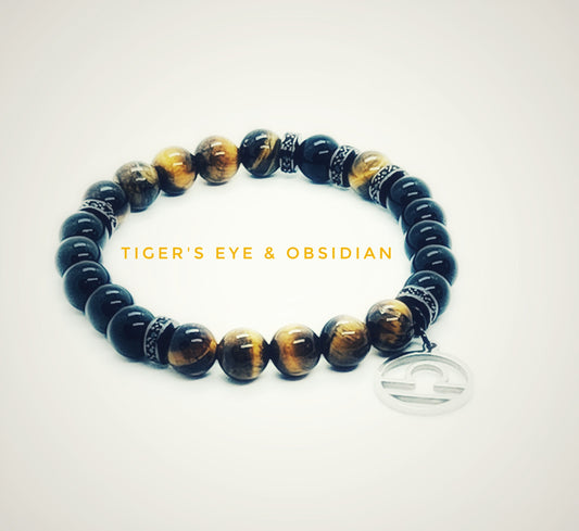 Tiger's Eye & Obsidian energy bracelet