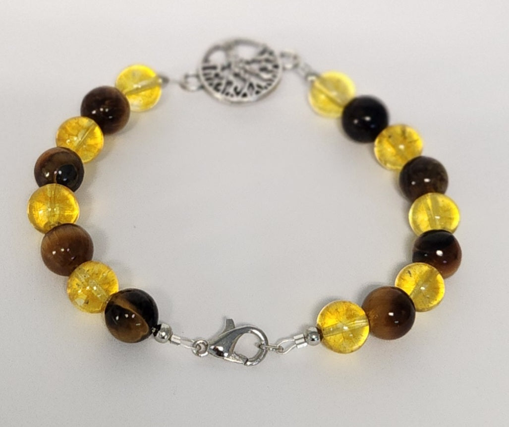 citrine & Tiger's eye tree-of-life clasp bracelet