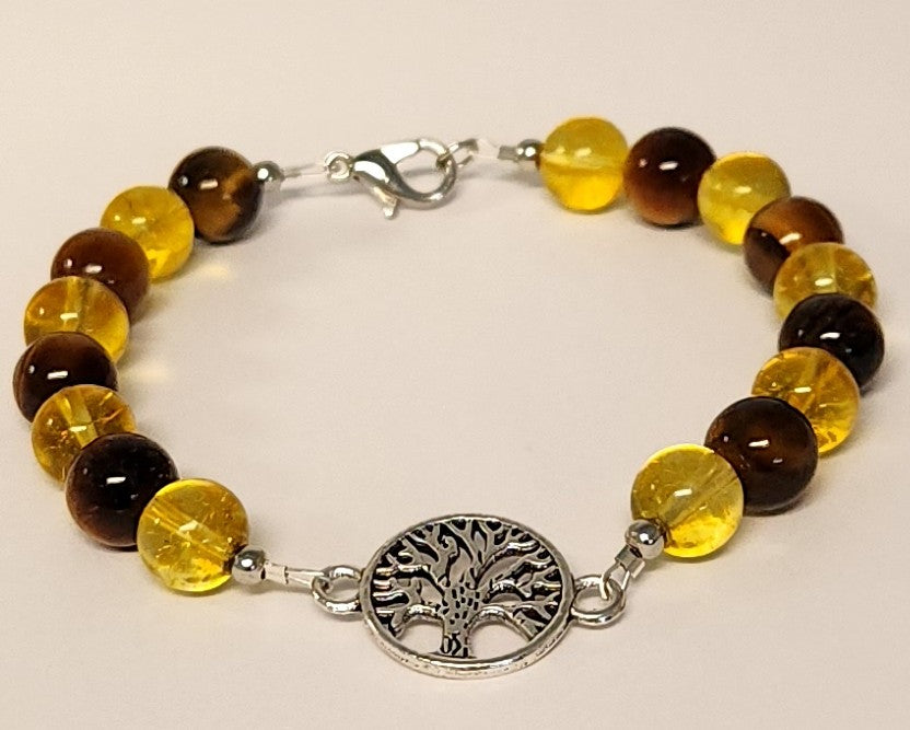 citrine & Tiger's eye tree-of-life clasp bracelet