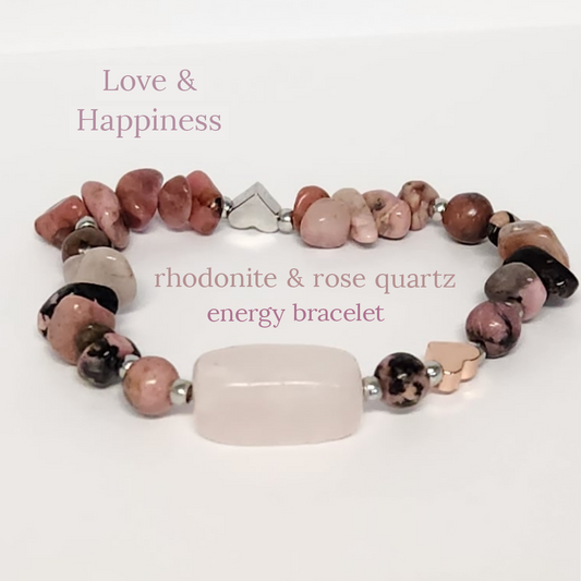 rhodonite & rose quartz energy bracelet