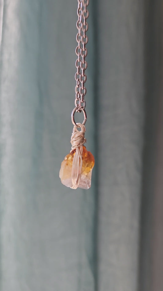 citrine wrapped energy necklace